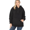thumbnail image 2 of Women's Soft Cotton Candy Fleece Quarter Zip-Up Sherpa Hoodie Sweatshirt Top with Kangaroo Pocket, 2 of 5