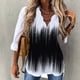 thumbnail image 2 of Blusa de manga larga con estampado de cuello en V suelto informal para mujer de talla grande Fridja  fjkfkj3582, 2 of 8
