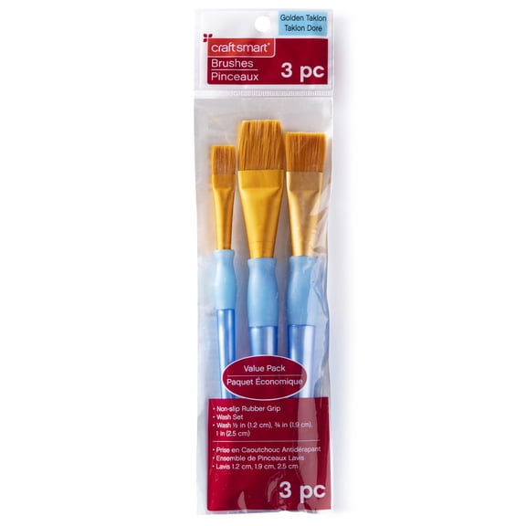 Craft Smart Golden Taklon Wash Brush Set, 9 Pack