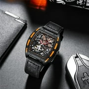 GUANQIN Men Japan Automatic Mechanical Luminous Tonneau Design Stainless Steel/Leather/Rubber Wrist Watch Skeleton Tourbillon Sapphire Crystal Waterproof Self-Winding Clock