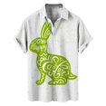 thumbnail image 3 of Camisas hawaianas con estampado 3D de conejos y huevos de Pascua para hombre, ropa de playa para mujer, camisetas kawaii para niños, blusas con botones, 3 of 5