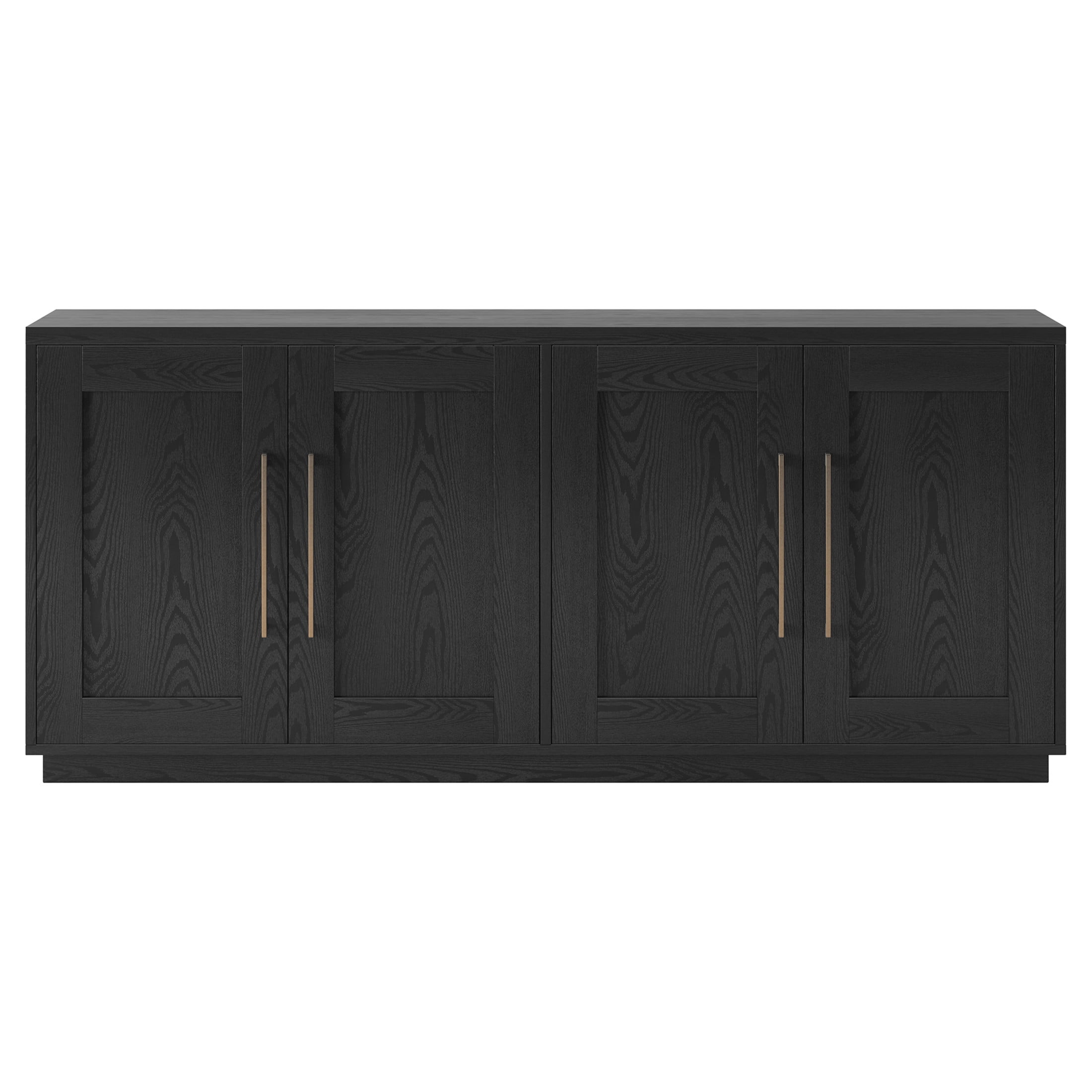 Evelyn&Zoe Modern/Contemporary 68" Wide Black Grain Buffet Table