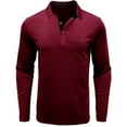 thumbnail image 2 of Wrtxtat Mens Fashion Polo Shirts Cotton Classic Long Sleeve Thermal Classic Button Down Golf Shirt Lightweight Casual Moisture Wicking Athletic Tees Shirts Tops with Pocket #02-Wine L, 2 of 5