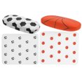 thumbnail image 1 of KAKOWELY Estuche rígido para gafas de 2 piezas, estuche para gafas para niños con diseño de balón de fútbol y baloncesto, con paño de limpieza para niños y niñas., 1 of 5