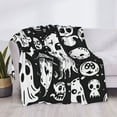 thumbnail image 3 of Rateoe Black White Spooky Ghosts Pattern Flannel Throw Blanket, Ultra-soft Blanket for Bed, Couch, Car, Hypoallergenic Anti-pilling blanket-50"x40"(Horizontal), 3 of 6