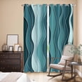 thumbnail image 3 of Abstract Turquoise Moire Kitchen Curtains 84 Inch Length, Gradient Coastal Ocean Geometric Grommet Top Bedroom Living Room Curtains, Light Filtering Cafe Curtain Drapes 2 Panels Set 84''x84'', 3 of 9