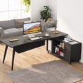 thumbnail image 3 of L-Shaped Computer Desk with File Cabinet, 78.74 Inch Large Executive Office Desk with Shelves, Grey, 3 of 7