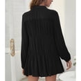 thumbnail image 3 of Vestido De Manga Larga Para Mujer, Vestido Camisero De Un Solo Pecho Bien Combinado, Cómodo, Color Puro, Tiro Medio, Solapa De Cintura Regular Para La Vida Diaria ANGGREK No, 3 of 6