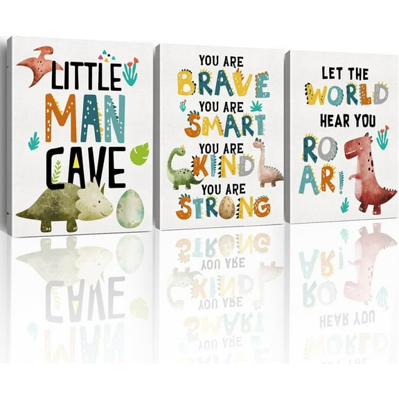 JANS.NO1 Dinosaur Room Decor: Dinosaur Wall Art for Boys' Bedroom, Nursery, Playroom