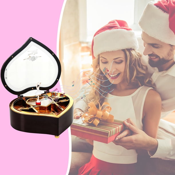 onlyliua Buscador de Regalos Joyero Musical Forma de Corazón de Melocotón, Caja Musical Giratoria para Niña, Joyero de Regalo