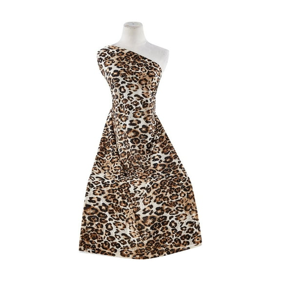 Zelouf Leopard Print W/allover Trans On Silky Knit , Sewing, DIY, Crafts Fabric by the Yard, Gold/gold, 3 Yard