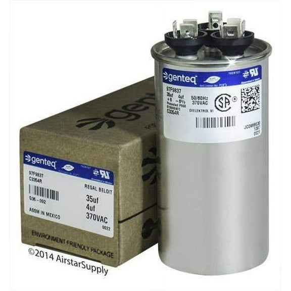 OEM Replacement for GE Genteq Capacitor round 35/4 uf MFD 370 volt 97F9837, 35   4 MFD at 370 volts