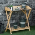 thumbnail image 2 of Outsunny Garden Potting Bench Table, Wooden Work Station, Outdoor Planting Workbench w/ Galvanized Metal Tabletop and Storage Shelf, 2 of 9