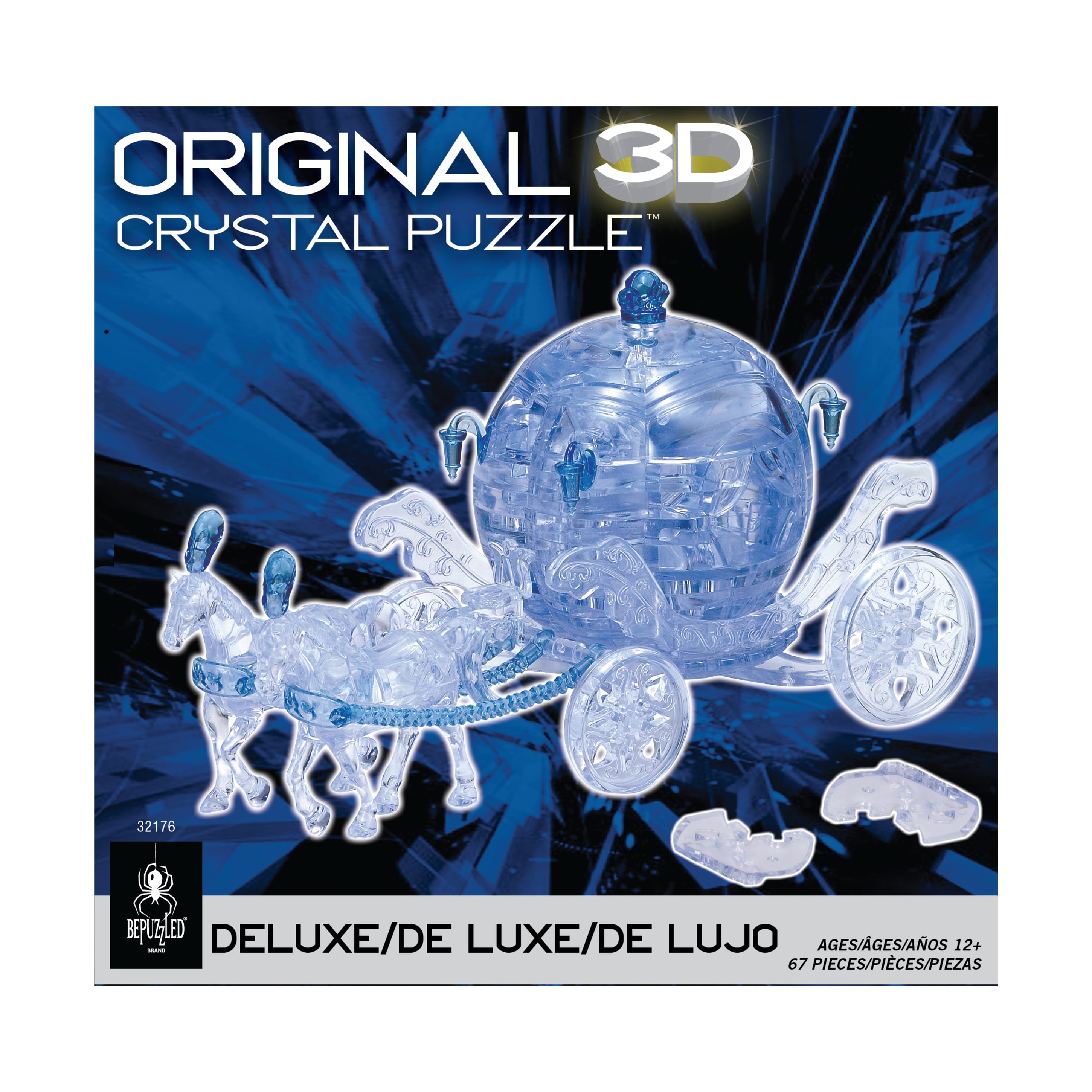 BePuzzled 3D Crystal Puzzle - Royal Carriage (Blue/White): 67 Pcs