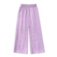 thumbnail image 3 of Krdevn Girls Crinkle Gauze Wide Leg Pants Elastic Waist Casual Summer Kids Solid Trousers,13-14 Years, 3 of 6