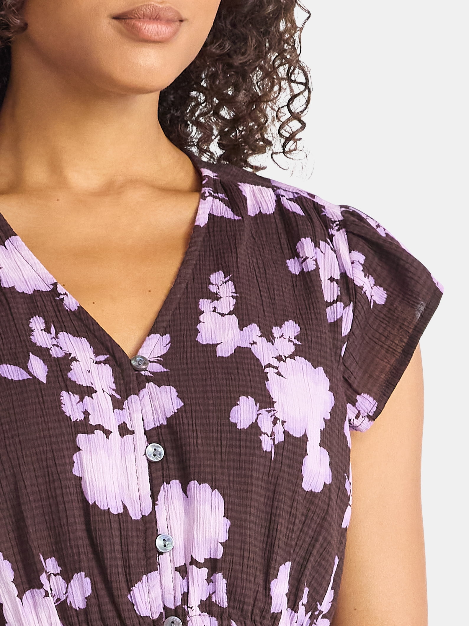 Time and Tru Women's Peplum Top with Flutter Sleeves, Sizes XS-XXXL