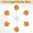 thumbnail image 3 of 6Pack Rose Lapel Pin for Men, Satin Flower Lapel Pins, Champagne Gold, 3 of 6