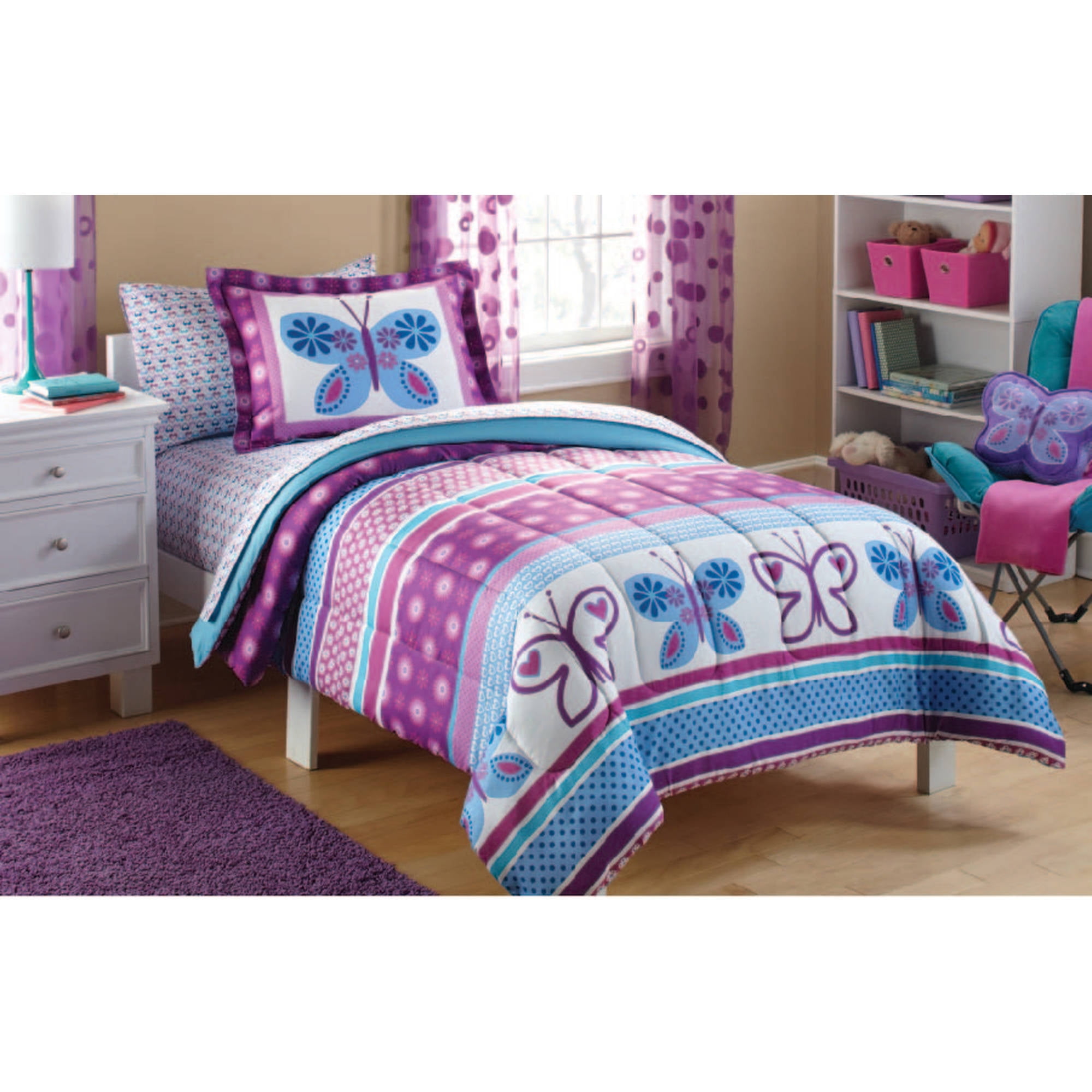 Mainstays Kids Purple Butterfly Duvet Walmart Com