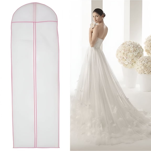 MISSMILE 72'' Non-woven Wedding Dress Storage Dust Cover Clothes Garment Bag Pink Side