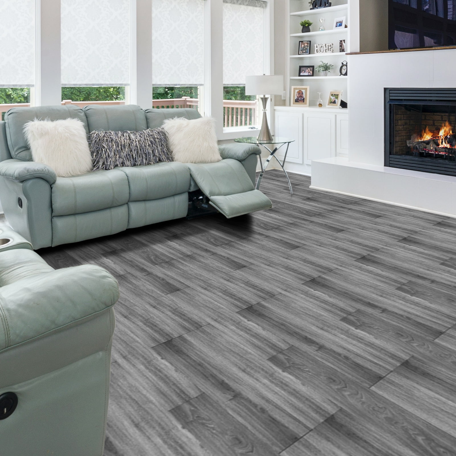 Art3d Peel and Stick Floor Tile Vinyl Wood Plank 54 Sq.Ft Rigid Surface Self-Adhesive Flooring in Deep Gray