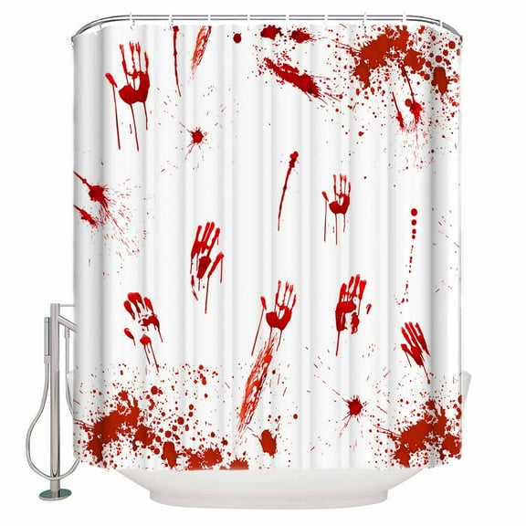 Fabric Shower Curtain, Halloween Scary Blood Fingerprints Bathroom Curtain with 12 Hooks Waterproof No Bad Odor Machine Washable Bath Curtains for Bathroom, Spa Room, Background Cloth, 66"x72"