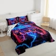 thumbnail image 3 of Manfei 3D Gamepad Child Bedding Comforter Set, Neon Blue Lightning Twin Comforter Sets, Chic Game Console Reversible Bedding Set, Lightweight Room Decor, 2-Piece, 3 of 8
