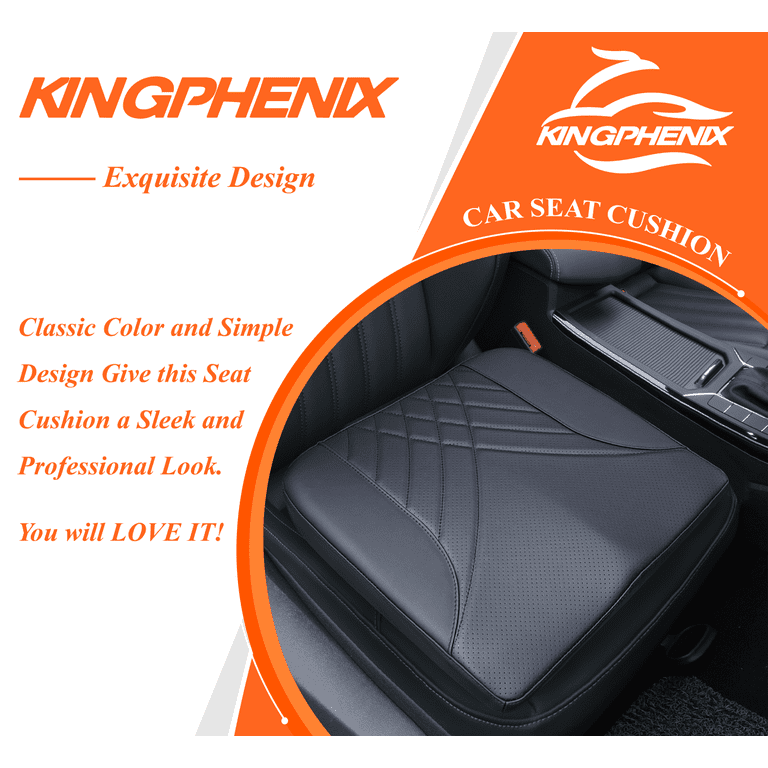 Kingphenix Premium Car Seat Cushion, Memory Foam Driver Seat Cushion to Improve Driving View- Coccyx & Lower Back Pain Relief- Seat Cushion for Car