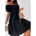 thumbnail image 5 of Women'S Summer Lantern Sleeves Ruffled Off Shoulder A-Line Dresses Black XL, 5 of 9