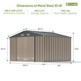 thumbnail image 6 of Patiowell Size Upgrade 10 x 8 ft. Outdoor Storage Metal Shed with Sloping Roof and Double Lockable Door, Brown, 6 of 7