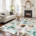 thumbnail image 2 of 8'x10' Area Rugs, Teal Coastal Indoor Outdoor Area Rug for Living Room Bedroom, Summer Beach Conch Shell Nautical Ocean Washable Bathroom Rugs Kitchen Floor Carpet Mats Home Decor Aesthetic, 2 of 8