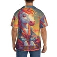thumbnail image 3 of Yiaed Meditating Cute Horse Print Mens Casual Wrinkle Free Shirts Short Sleeve Button Down Summer Stretch Dress Shirt-4X-Large, 3 of 5