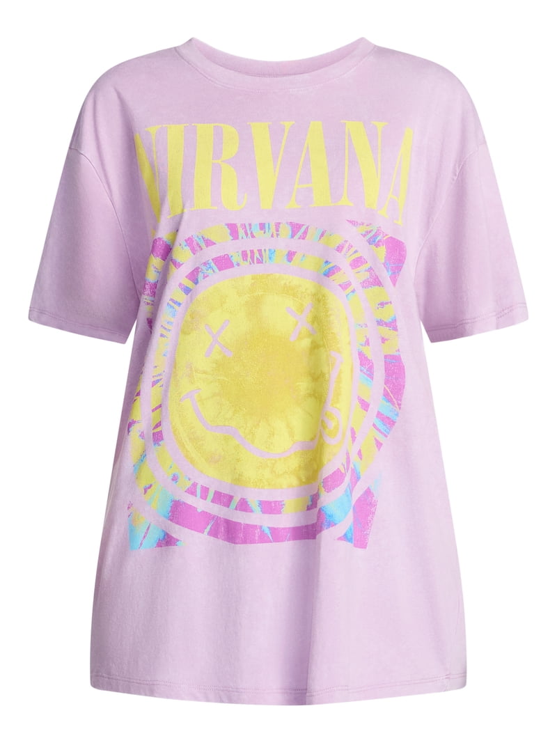 Nirvana Women's Graphic Print Tour Tee with Short Sleeves, Sizes