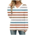 thumbnail image 5 of Womens Plus Size Fall Clothes, Long Sleeve Shirts for Women Fashion Loose Fit Striped Printed V Neck T-Shirts, 5 of 6