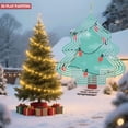 thumbnail image 4 of Stylish Metal Hanging Christmas Tree Wind Spinner - Festive Teal Design with Red Lights & Star - Perfect for Yard & Garden Decor, 4 of 7