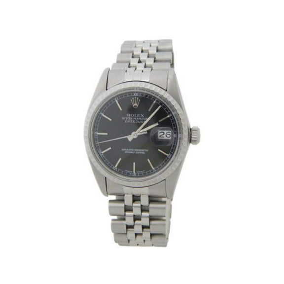 Pre-Owned Mens Rolex Stainless Steel Datejust 16030 Watch with Black Dial