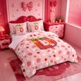 thumbnail image 2 of meiyoeat Sweet Fruit Initial D 7-Piece Twin Bedding,Strawberry Daisy Monogrammed Bedding Comforter Set For Girl,Pink Reversible, 2 of 7