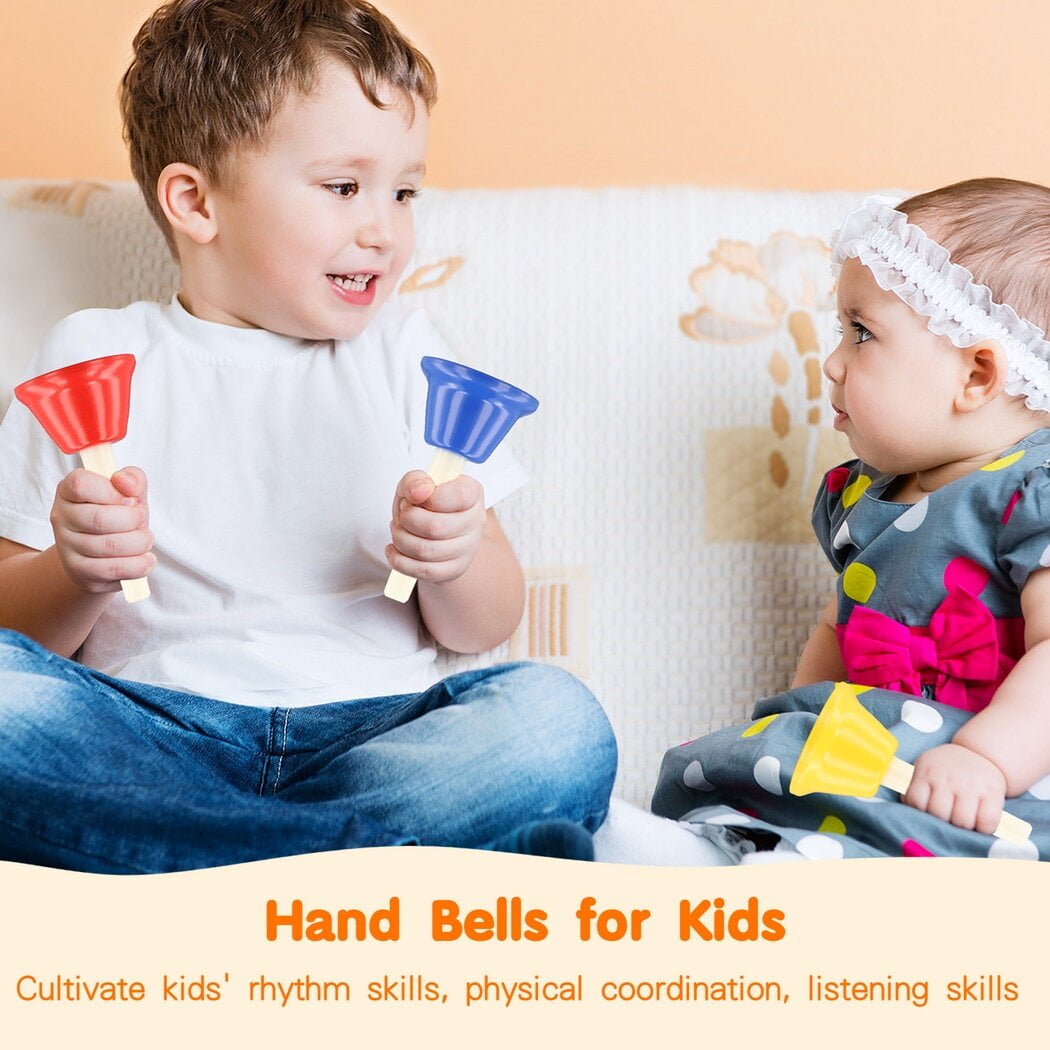 8 Note Diatonic Metal Hand Bells for Kids Toddlers Children, Musical Teaching Toy, Percussion Instrument for Church Chorus Wedding Family Party