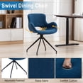 thumbnail image 5 of Swivel Dining Accent Chairs Set of 2, Modern Boucle Dining Chair Upholstered Fuzzy Chair with Arms Black Metal Legs for Living Room Kitchen Bedroom Office, Blue, 5 of 6