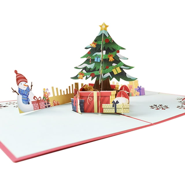 Amdohai 3D Pop Up Christmas Cards Greeting Holiday Cards with Envelope Xmas Decoration Ornament Xmas Tree Snow Pattern Cards New Year Holiday Festivals Gift