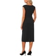 thumbnail image 3 of INSPIRE CHIC Women's Formal Sheath Dress Ruched Boat Neck Cap Sleeve Elegant Work Office Dresses S Black, 3 of 4