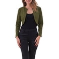 thumbnail image 1 of INSPIRAR CHIC Cárdigan Corto de Mujer con Mangas Largas y Cuello Redondo, Ligero, Color Verde Militar, 1 of 6