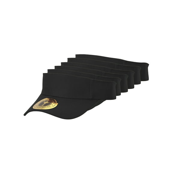 Top Headwear 6 Pack Youth Size Sun Visor - Black