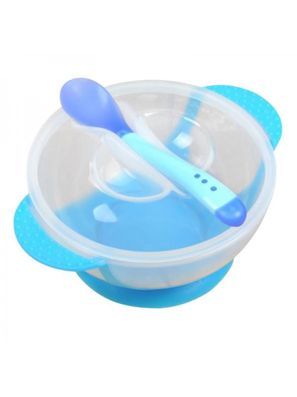 Luxsea Kitchen Toddlers Infants Baby Suction Bowls, Lid and Spoons Set,  Children Tableware Sets 