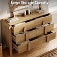 thumbnail image 4 of Mid Century 6 Drawer Dresser for Bedroom, Wide Modern Chest of Drawers with Curved Profile Design, Wood Closet Clothes Storage Organizer for Bedroom, Living Room, 4 of 10