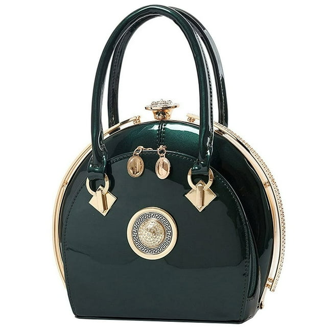 Purse Handbag for Women Patent Leather Satchel Top Handle Bag Red
