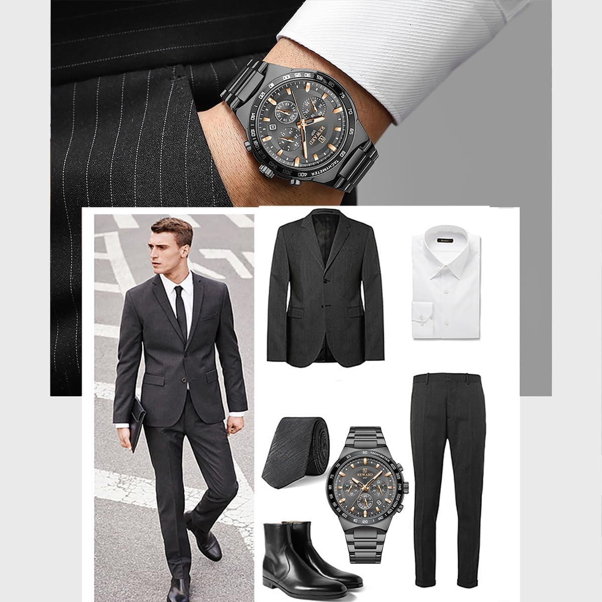 2025 New Design REWARD VIP Business Watches for Men Stainless Quartz Wristwatches Chronograph Luminous Sport Wrist Watch
