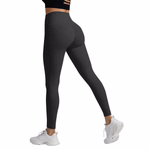 Black, variant on Womens Yoga Pants Ribbed High Waisted Slim Tapered Butt Lifting Leggings Fashion Casual Solid Color Stretch Gym Workout Pants