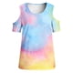 thumbnail image 4 of Top informal suelto con hombros descubiertos y cuello redondo con estampado de manga corta para mujer a la moda Pompotops hkajfhjk463988, 4 of 5