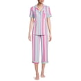 thumbnail image 5 of Secret Treasures Women's and Women's Plus Traditional Short Sleeve Knit Notch Collar Top and Pants, 2-Piece Pajama Set, 5 of 5