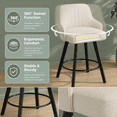 thumbnail image 3 of Ktaxon Modern Swivel Bar Stools Set of 2, Counter Height 24" Barstools with Fabric Padded Seating, 2 PCS Bar Stools for Kitchen Island, Bar, Home, Breakfast, Beige, 3 of 7